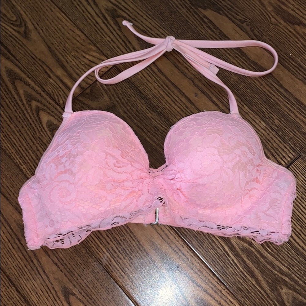 Pink Floral Lace Bikini Top